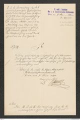 k.k. naturhistorisches Hofmuseum, Intendanzakten 1885-1896 (Hauer), Aktenzahl Z.310/1890, Seite 1